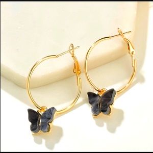 Brand new! Black 🦋 statement hoop earrings